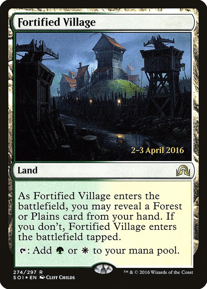 Fortified Village (Prerelease) (Shadows over Innistrad) - (Foil): Shadows over Innistrad Promos