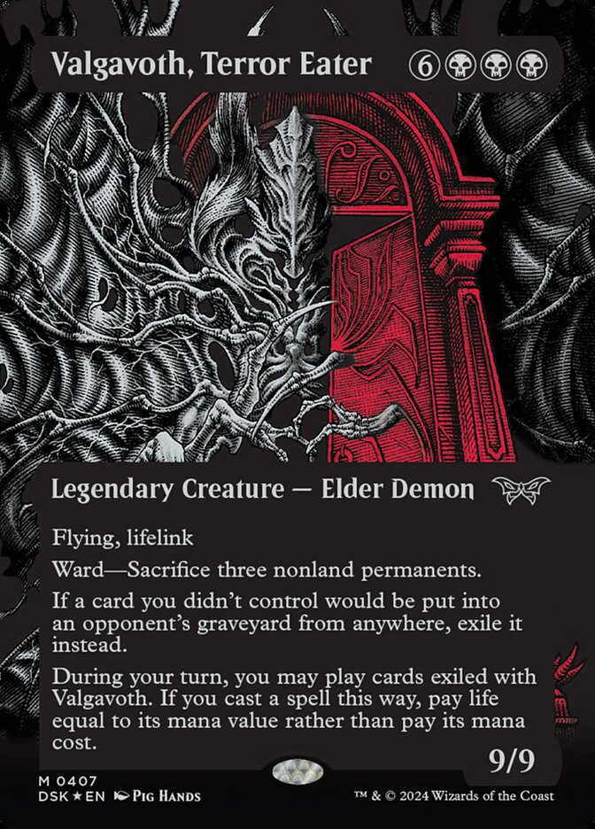 Valgavoth, Terror Eater (Borderless) (Textured Foil) - (Foil): Duskmourn: House of Horror