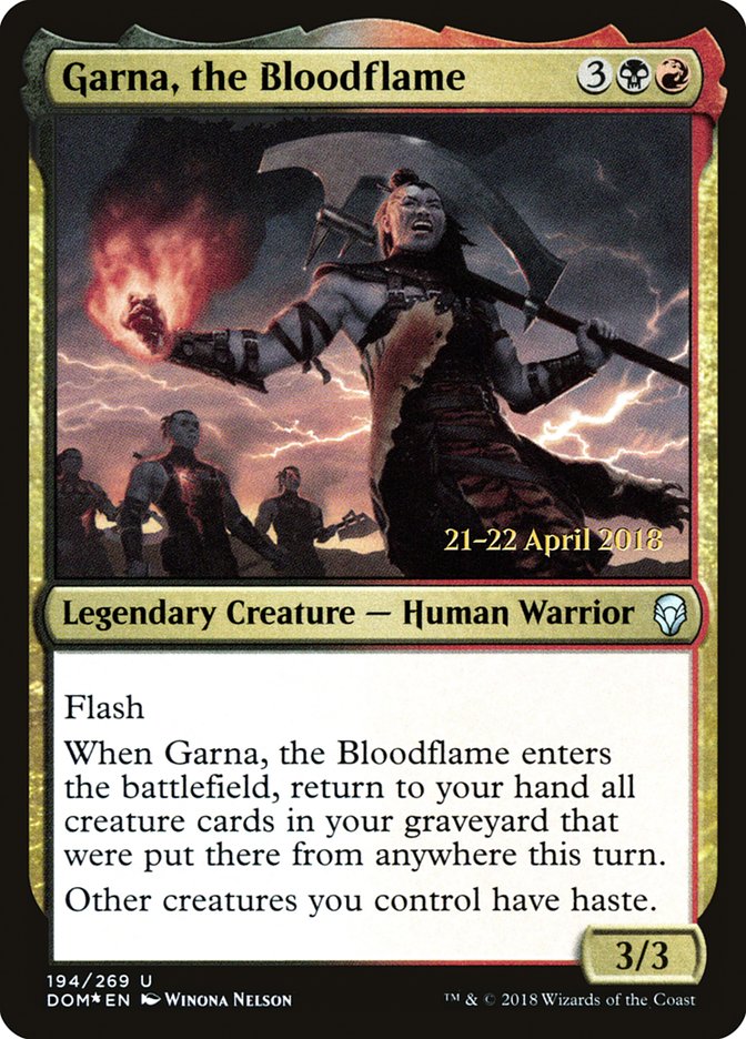 Garna, the Bloodflame (Prerelease) (Dominaria) - (Foil): Dominaria Promos