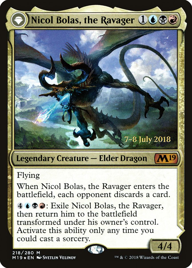 Nicol Bolas, the Ravager // Nicol Bolas, the Arisen (Prerelease) (Core Set 2019) - (Foil): Core Set 2019 Promos