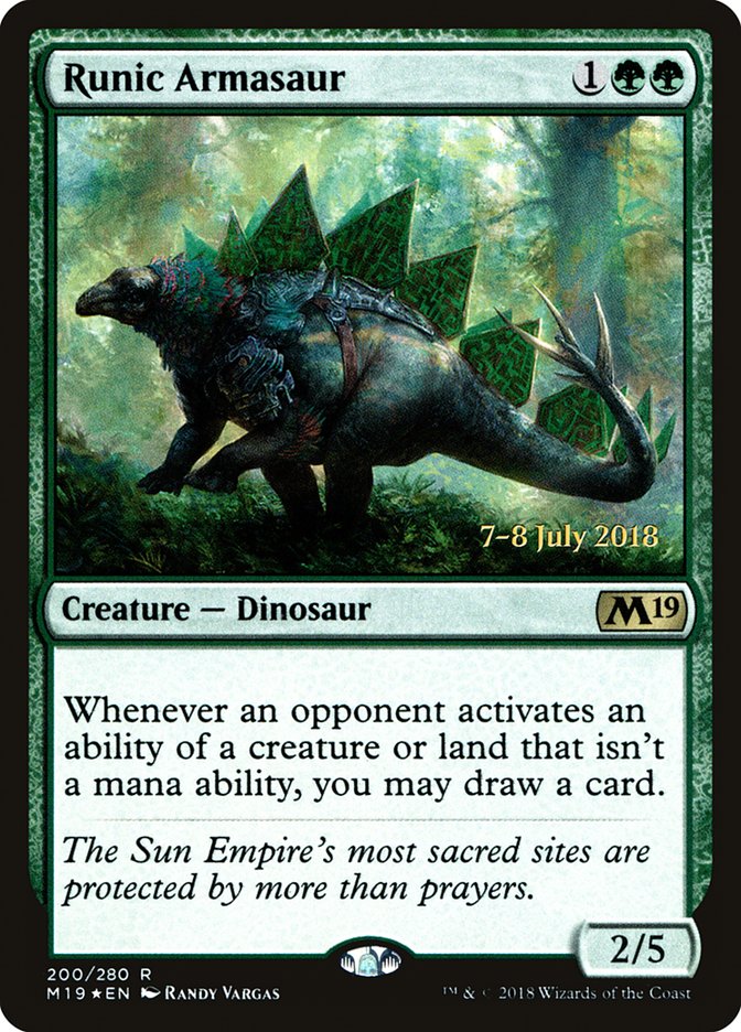 Runic Armasaur (Prerelease) (Core Set 2019) - (Foil): Core Set 2019 Promos