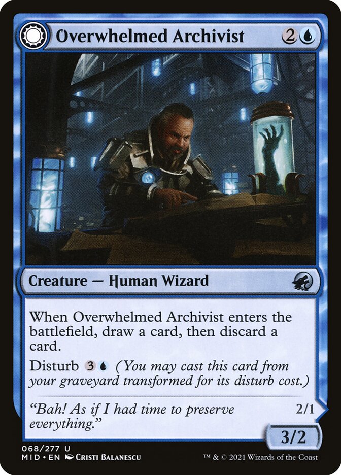 Overwhelmed Archivist // Archive Haunt - (Foil): Innistrad: Midnight Hunt