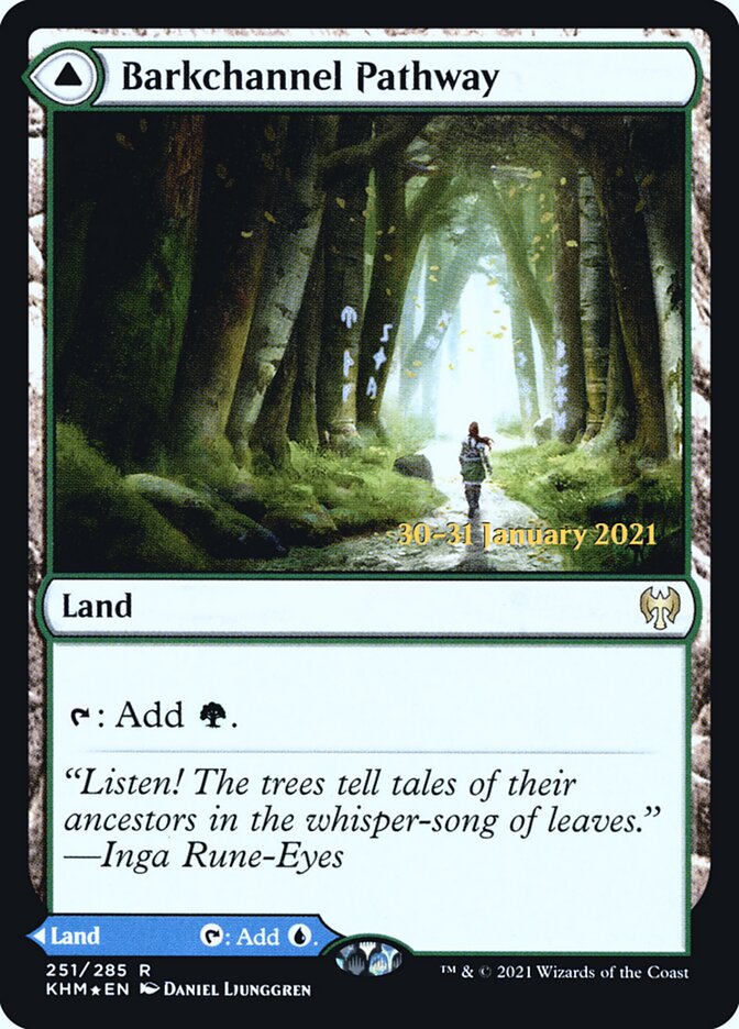 Barkchannel Pathway // Tidechannel Pathway (Prerelease) (Kaldheim) - (Foil): Kaldheim Promos