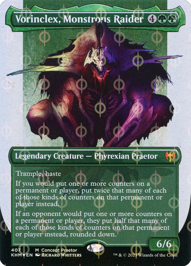 Vorinclex, Monstrous Raider (#407) (Borderless) (Compleat Foil) - (Foil): Kaldheim