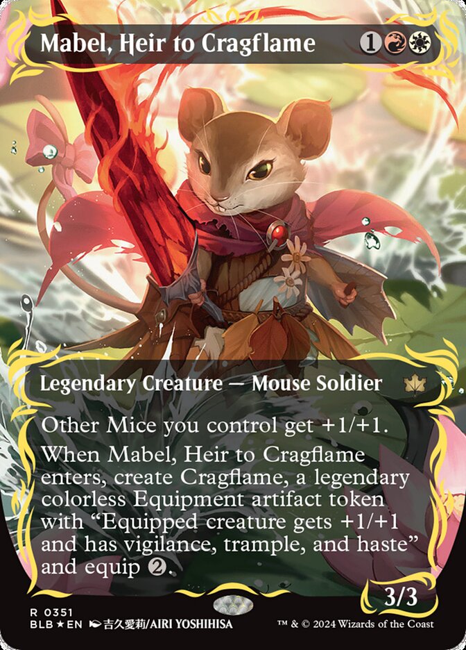 Mabel, Heir to Cragflame (Borderless) (Raised Foil) - (Foil): Bloomburrow