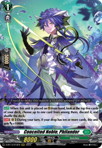 Conceited Noble, Philander: D Booster Set 13: Flight of Chakrabarthi