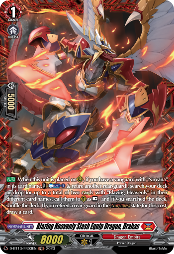 Blazing Heavenly Slash Equip Dragon, Drahas: D Booster Set 13: Flight of Chakrabarthi
