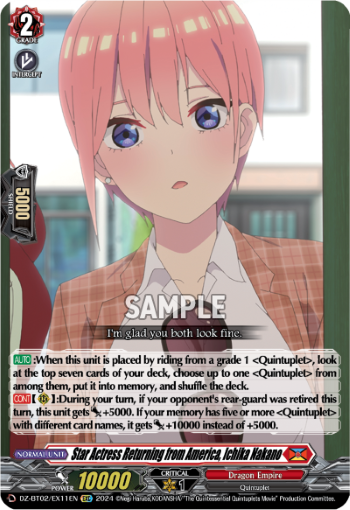 Star Actress Returning from America, Ichika Nakano: DZ Booster Set 02: Illusionless Strife