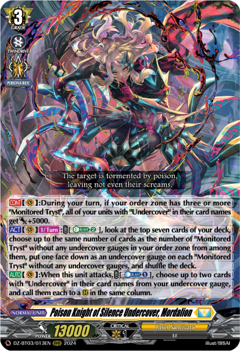 Poison Knight of Silence Undercover, Mordalion: DZ Booster Set 03: Dimensional Transcendence