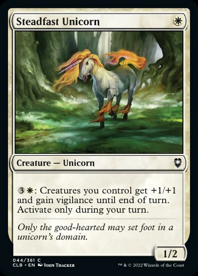 Steadfast Unicorn - (Foil): Commander Legends: Battle for Baldur's Gate