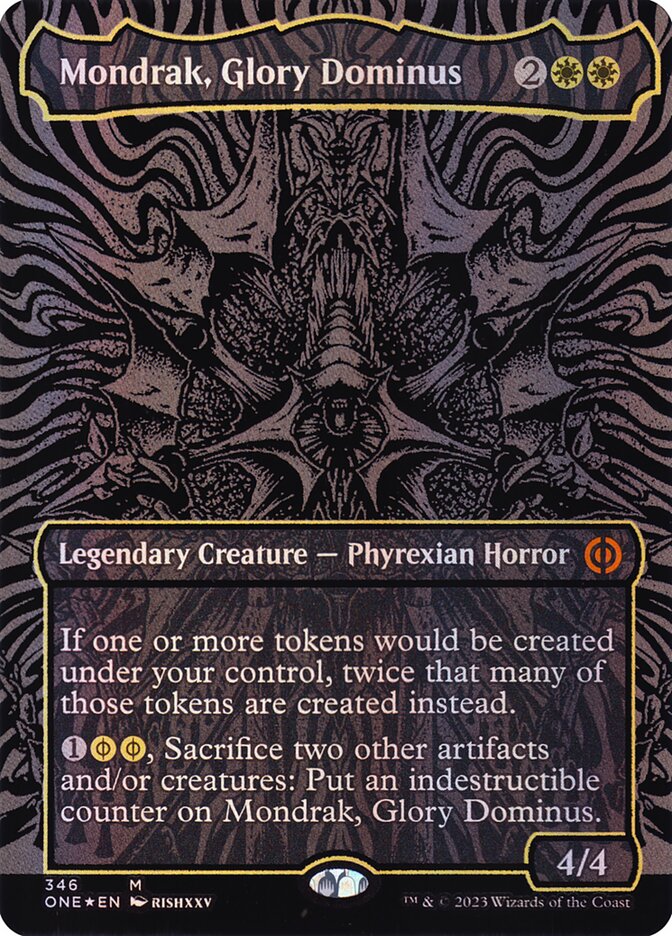 Mondrak, Glory Dominus (#346) (Borderless) (Oil Slick Foil) - (Foil): Phyrexia: All Will Be One