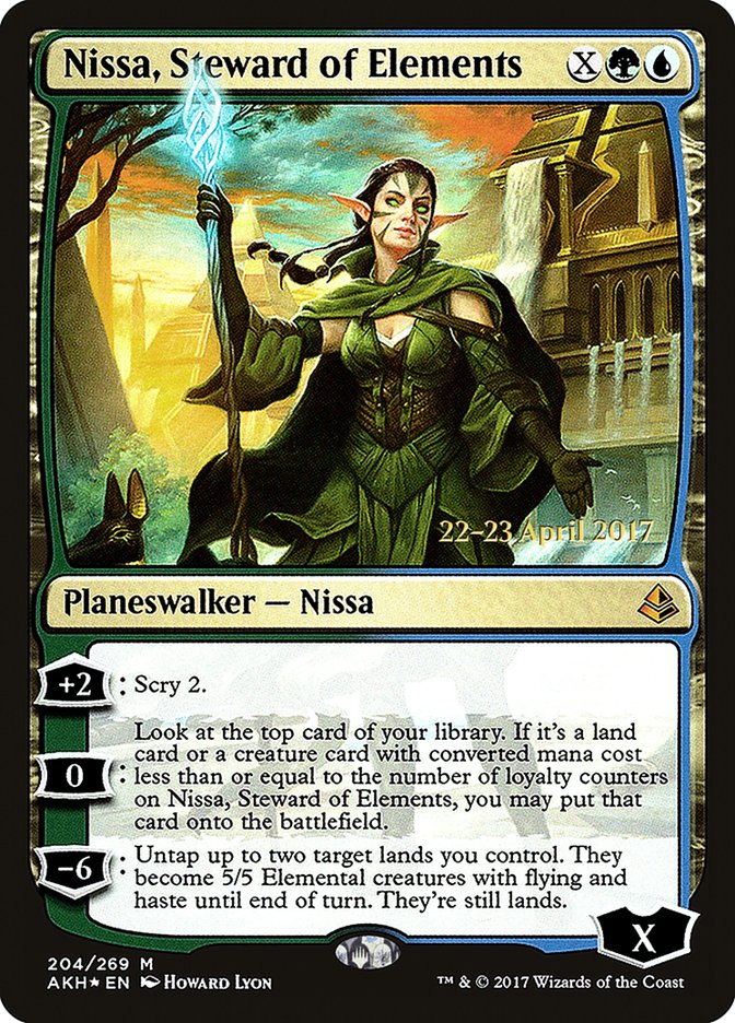 Nissa, Steward of Elements (Prerelease) (Amonkhet) - (Foil): Amonkhet Promos