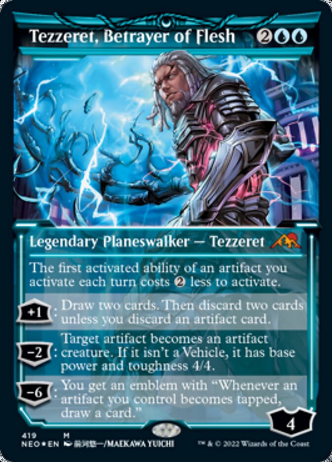 Tezzeret, Betrayer of Flesh (Showcase) (Foil Etched) - (Foil): Kamigawa: Neon Dynasty