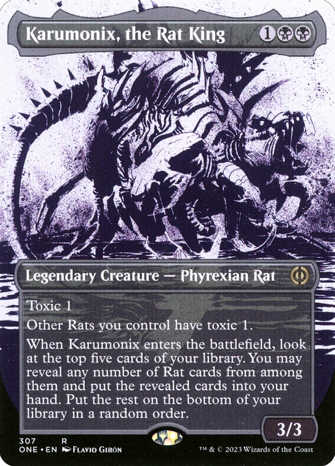 Karumonix, the Rat King (#307) (Borderless) (Showcase) - (Foil): Phyrexia: All Will Be One