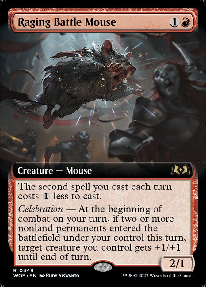 Raging Battle Mouse (Extended Art) - (Foil): Wilds of Eldraine