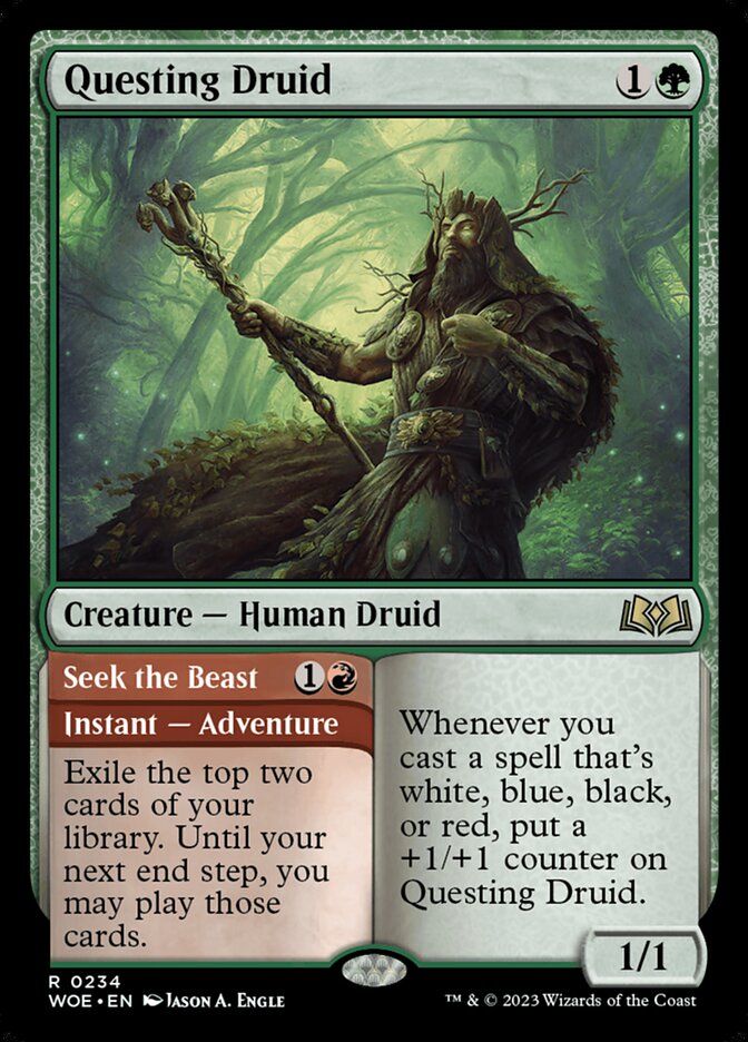 Questing Druid // Seek the Beast - (Foil): Wilds of Eldraine