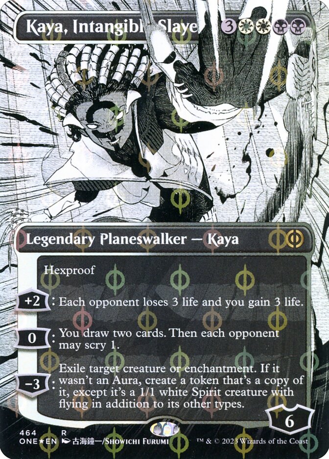 Kaya, Intangible Slayer (#464) (Borderless) (Compleat Foil) - (Foil): Phyrexia: All Will Be One