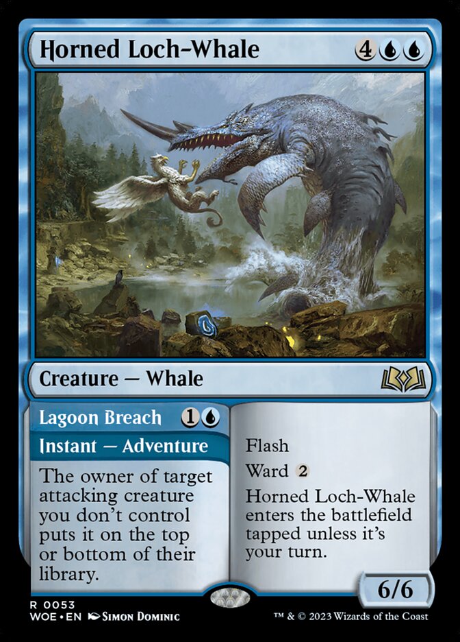 Horned Loch-Whale // Lagoon Breach - (Foil): Wilds of Eldraine