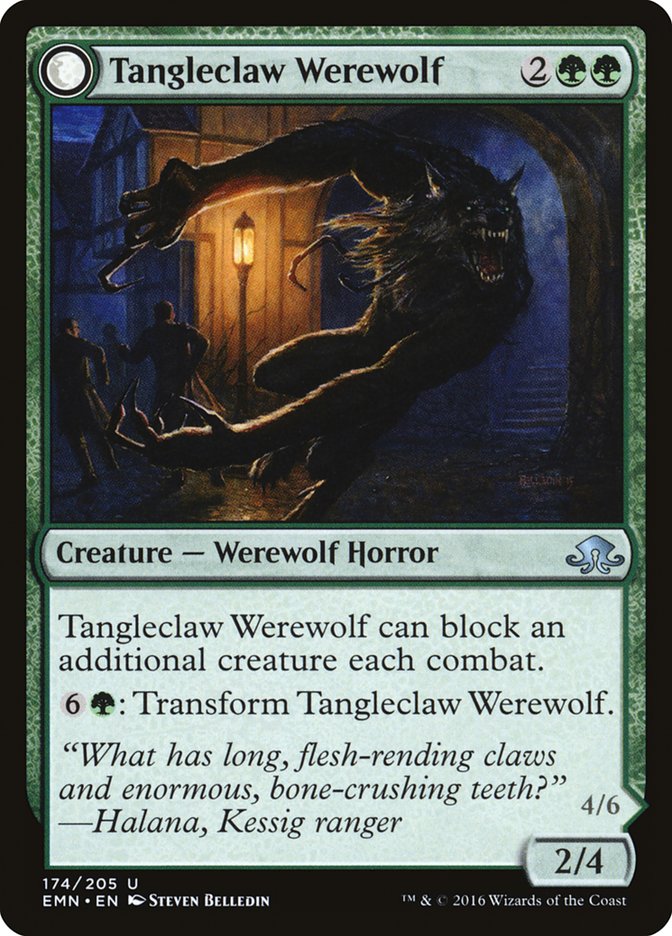 Tangleclaw Werewolf // Fibrous Entangler - (Foil): Eldritch Moon
