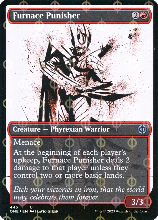 Furnace Punisher (#445) (Showcase) (Compleat Foil) - (Foil): Phyrexia: All Will Be One