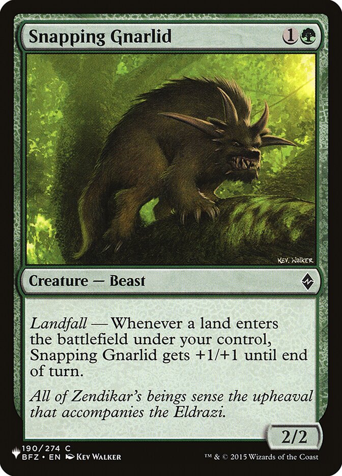 Snapping Gnarlid: The List