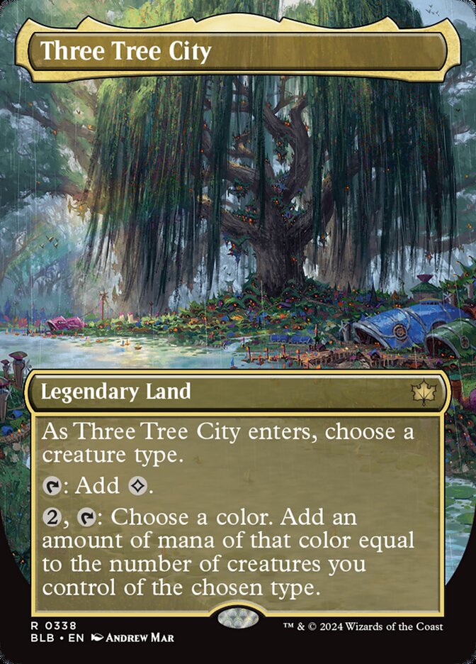 Three Tree City (#338) (Borderless) - (Foil): Bloomburrow
