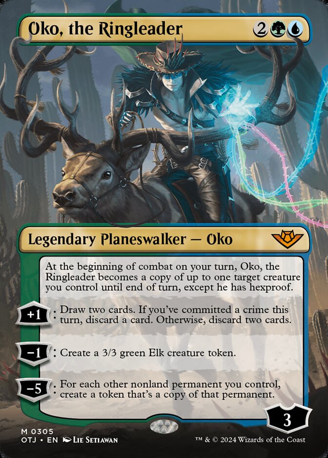 Oko, the Ringleader (#305) (Borderless) - (Foil): Outlaws of Thunder Junction