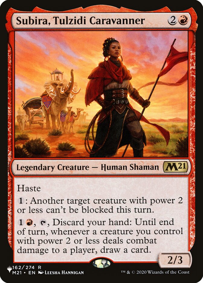 Subira, Tulzidi Caravanner: The List