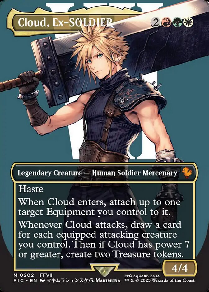 Cloud, Ex-SOLDIER (#202) (Borderless) - (Foil): Final Fantasy Commander