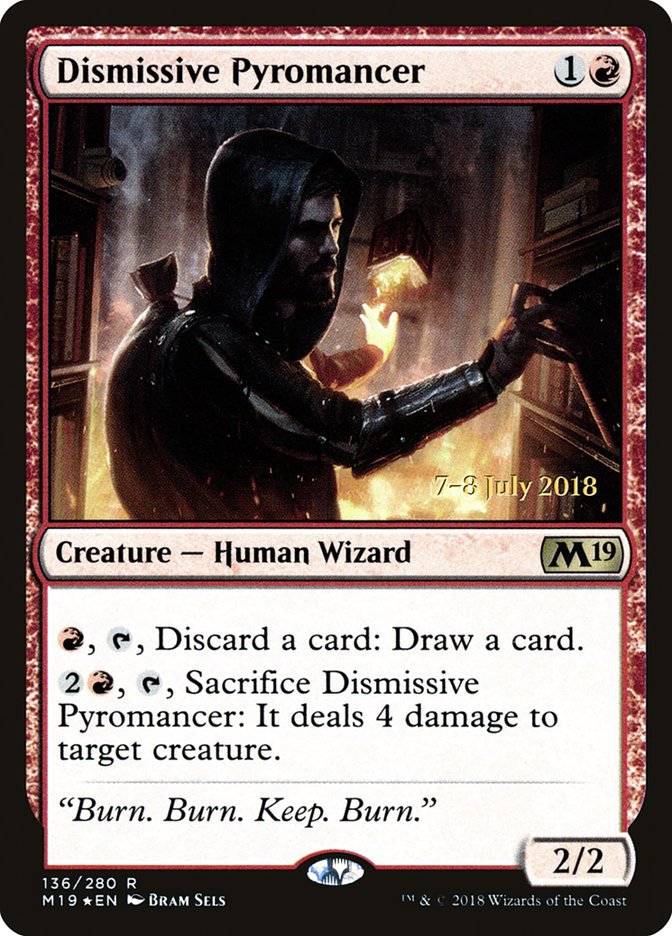 Dismissive Pyromancer (Prerelease) (Core Set 2019) - (Foil): Core Set 2019 Promos