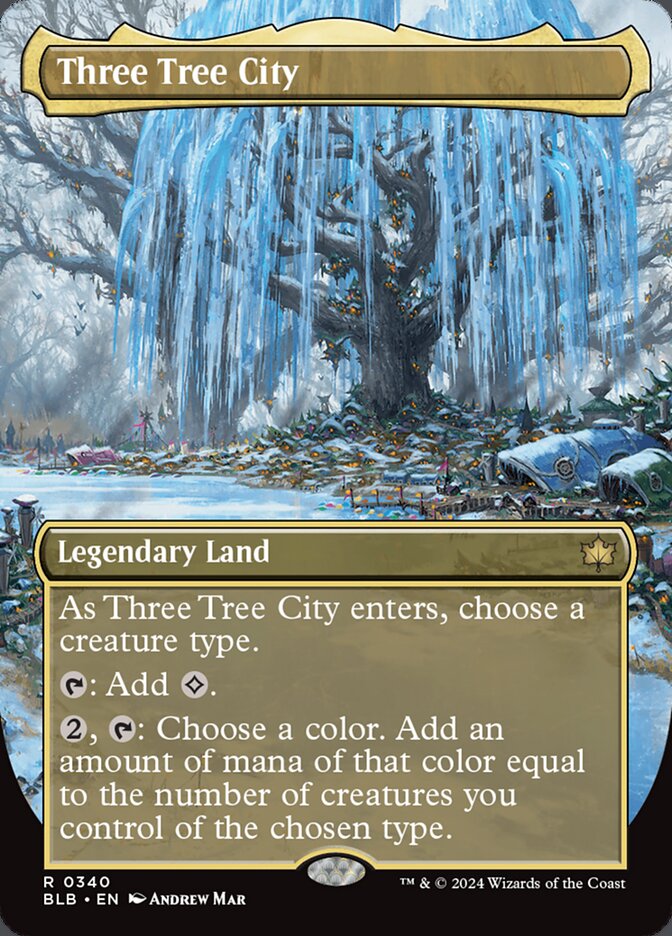Three Tree City (#340) (Borderless) - (Foil): Bloomburrow