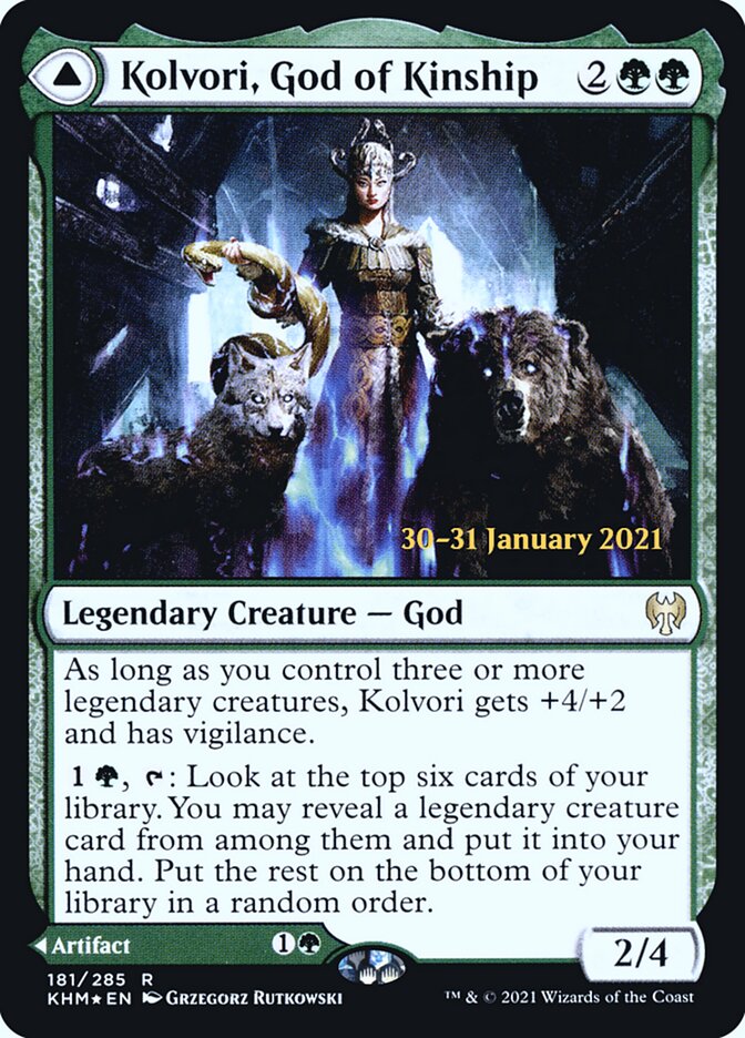 Kolvori, God of Kinship // The Ringhart Crest (Prerelease) (Kaldheim) - (Foil): Kaldheim Promos