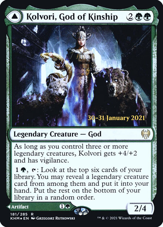 Kolvori, God of Kinship // The Ringhart Crest (Prerelease) (Kaldheim) - (Foil): Kaldheim Promos