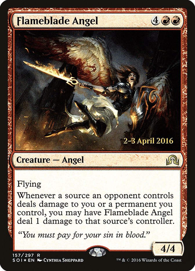 Flameblade Angel (Prerelease) (Shadows over Innistrad) - (Foil): Shadows over Innistrad Promos