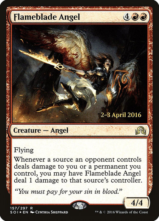 Flameblade Angel (Prerelease) (Shadows over Innistrad) - (Foil): Shadows over Innistrad Promos