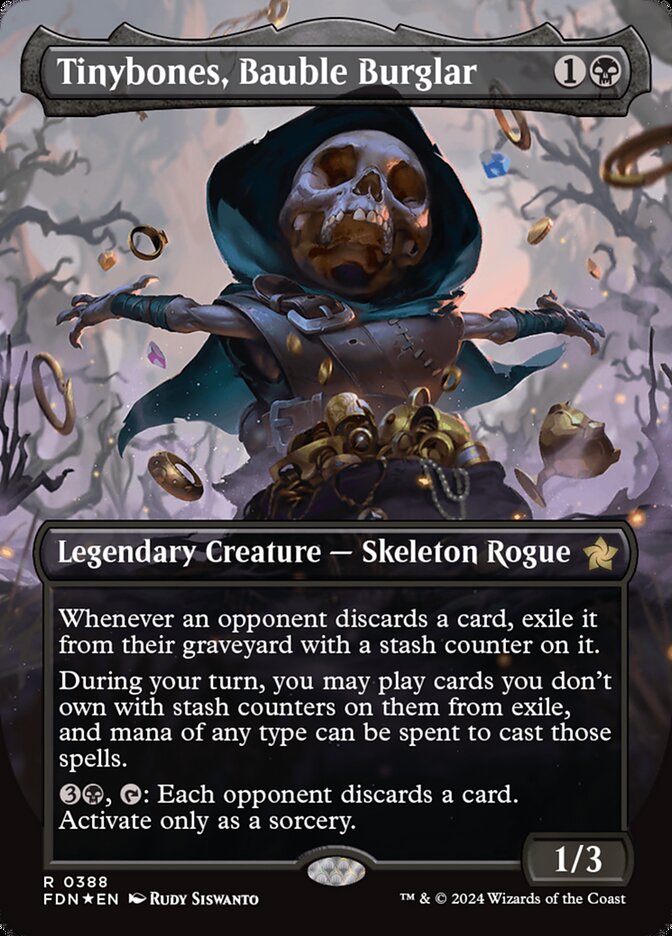 Tinybones, Bauble Burglar (Borderless) (Mana Foil) - (Foil): Foundations
