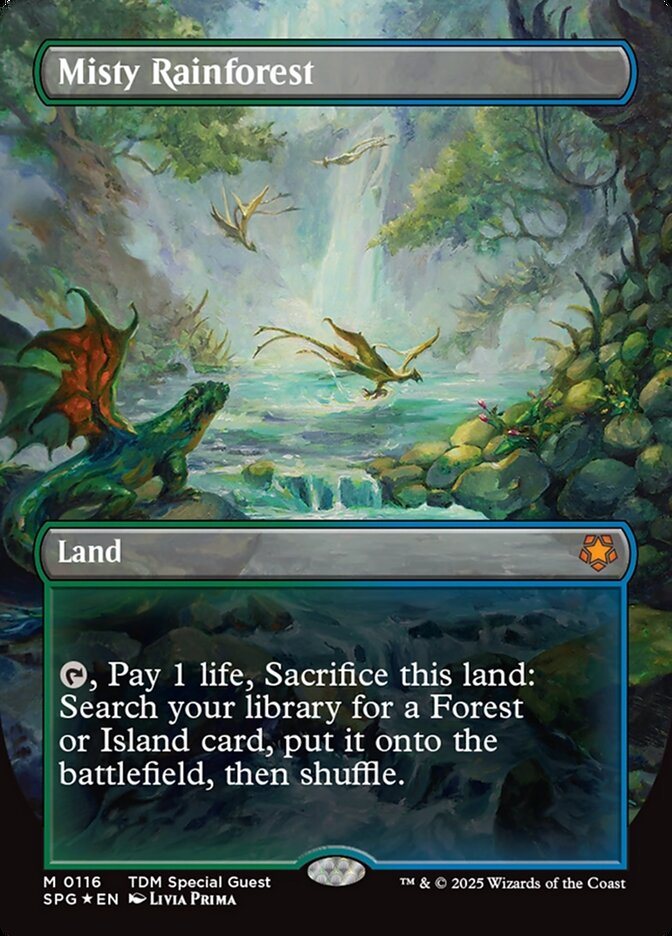 Misty Rainforest (Borderless) (Dragonscale Foil) - (Foil): Special Guests