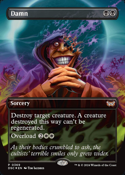 Damn (Borderless) - (Foil): Duskmourn: House of Horror Commander