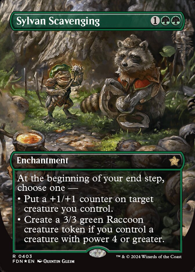Sylvan Scavenging (Borderless) (Mana Foil) - (Foil): Foundations