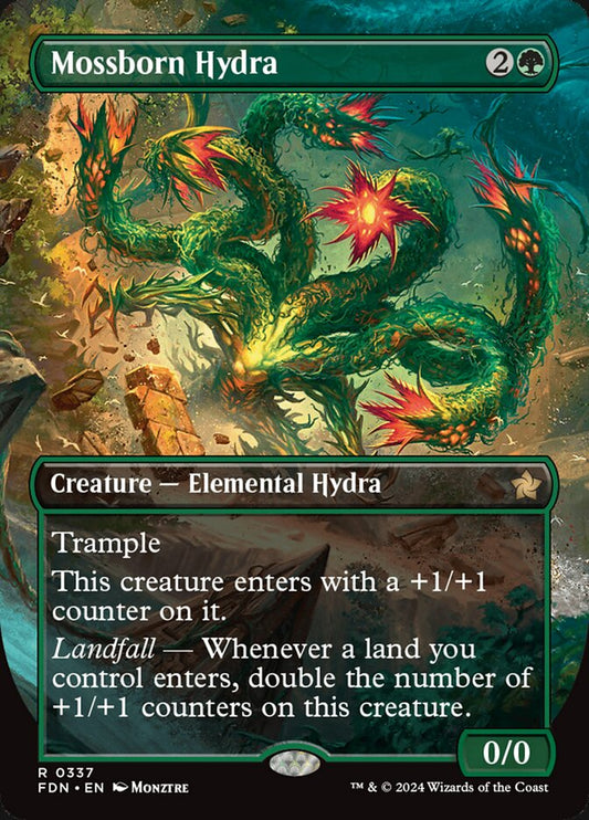 Mossborn Hydra (Borderless) - (Foil): Foundations