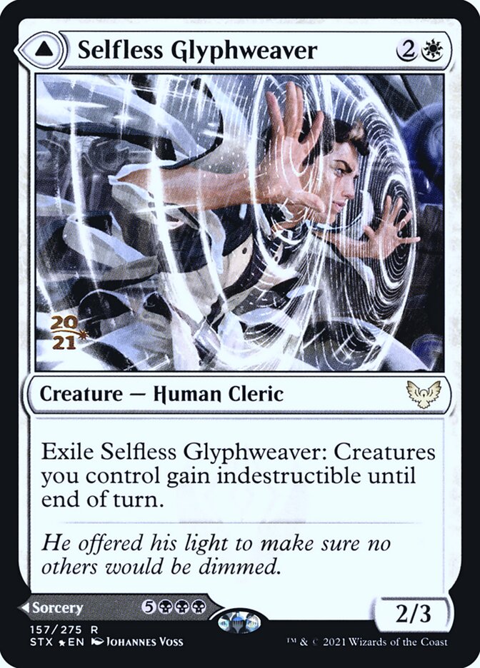 Selfless Glyphweaver // Deadly Vanity (Prerelease) (Strixhaven: School of Mages) - (Foil): Strixhaven: School of Mages Promos