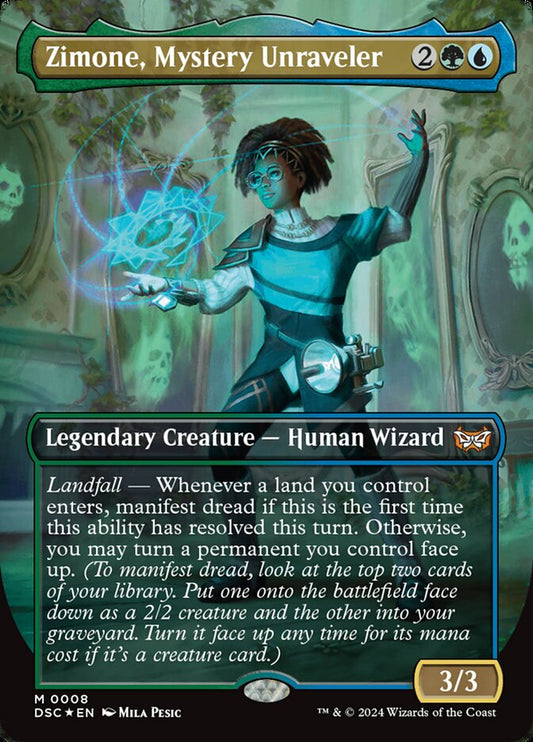 Zimone, Mystery Unraveler (Borderless) - (Foil): Duskmourn: House of Horror Commander