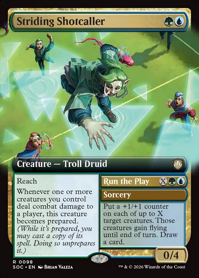 Striding Shotcaller // Run the Play: Secrets of Strixhaven Commander