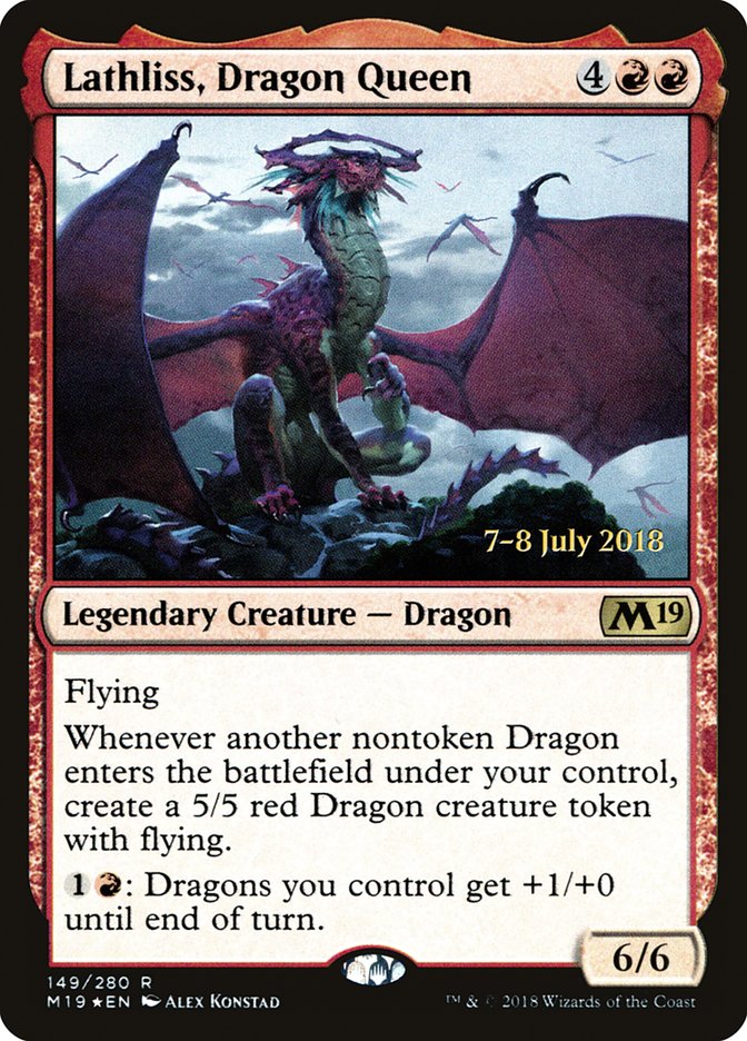 Lathliss, Dragon Queen (Prerelease) (Core Set 2019) - (Foil): Core Set 2019 Promos