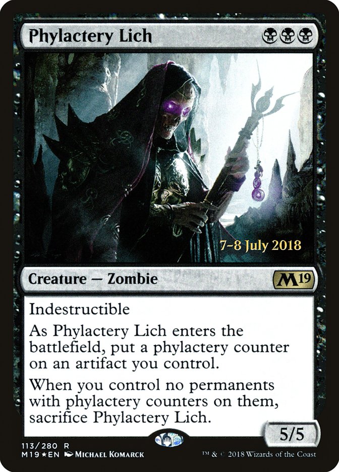 Phylactery Lich (Prerelease) (Core Set 2019) - (Foil): Core Set 2019 Promos