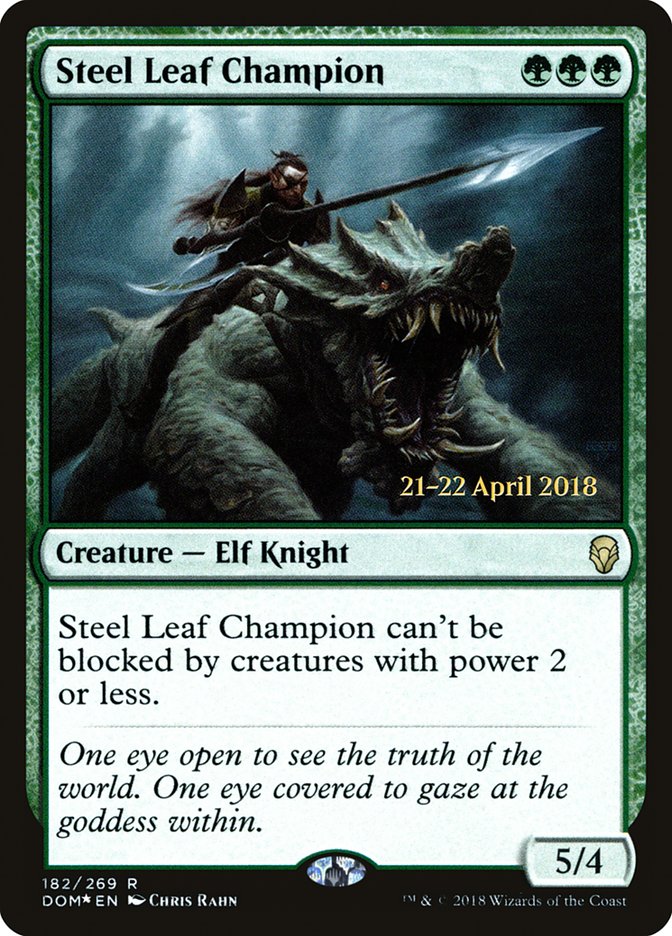 Steel Leaf Champion (Prerelease) (Dominaria) - (Foil): Dominaria Promos