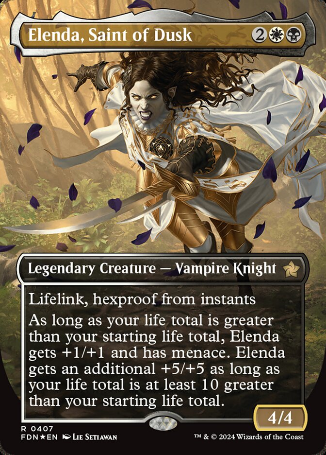 Elenda, Saint of Dusk (Borderless) (Mana Foil) - (Foil): Foundations