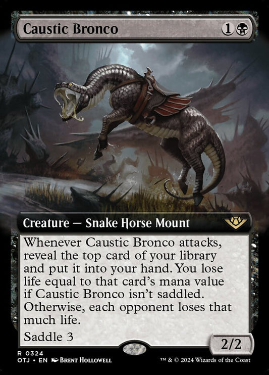 Caustic Bronco (Extended Art) - (Foil): Outlaws of Thunder Junction