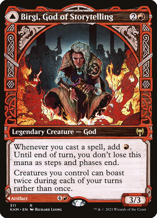 Birgi, God of Storytelling // Harnfel, Horn of Bounty (Showcase) - (Foil): Kaldheim