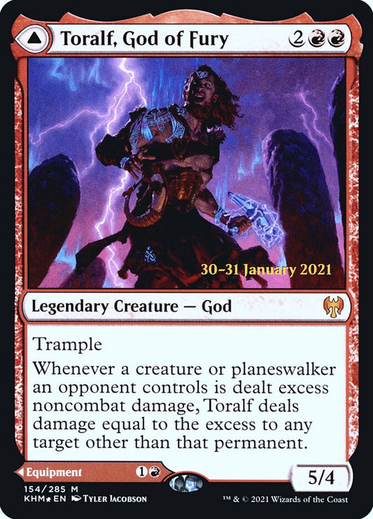 Toralf, God of Fury // Toralf's Hammer (Prerelease) (Kaldheim) - (Foil): Kaldheim Promos